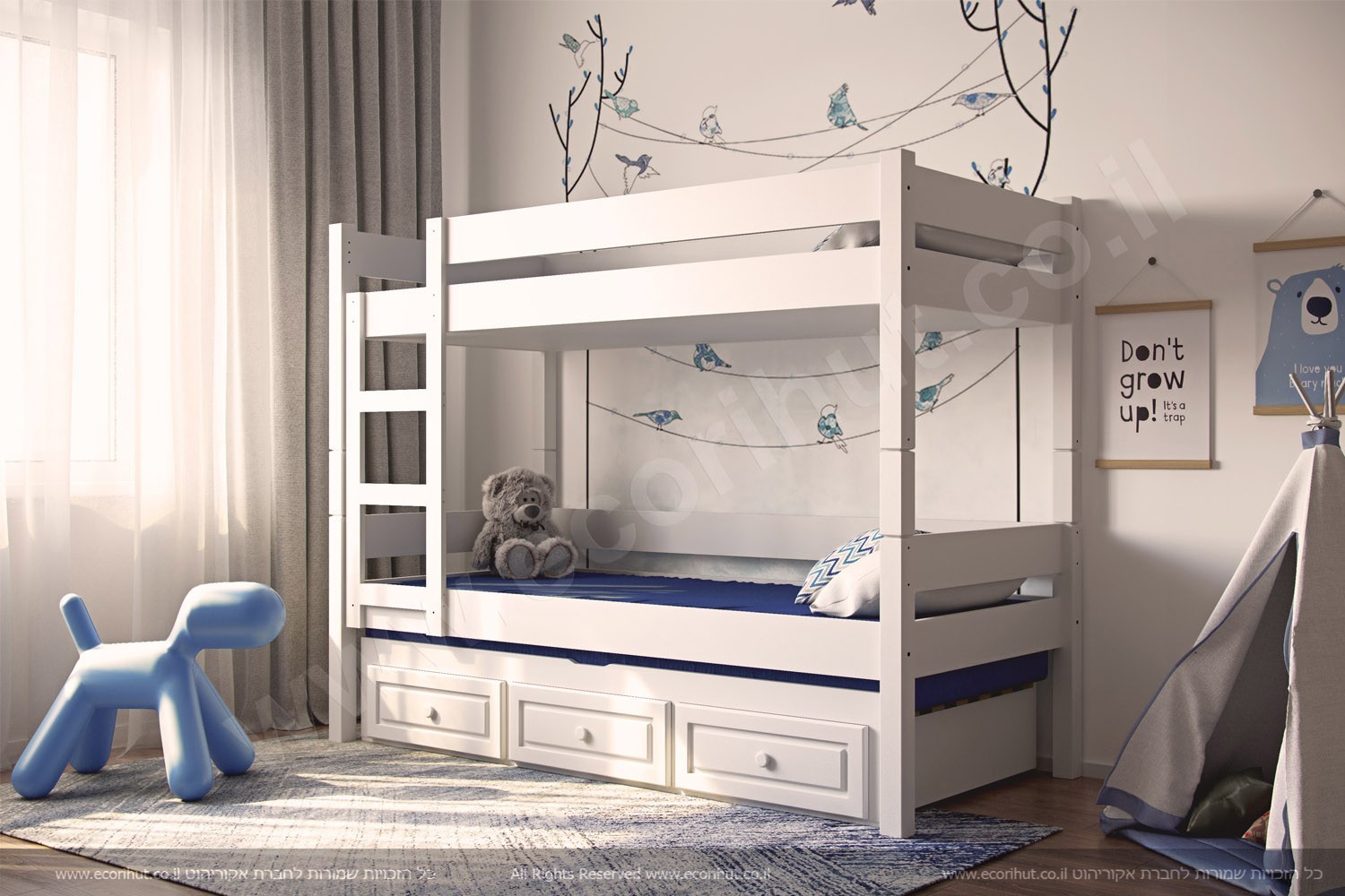 מיטת קומותיים מעץ מלא – לעצב את חדר הילדים במיטות מעץ מלא ואיכותי במחירים נוחים